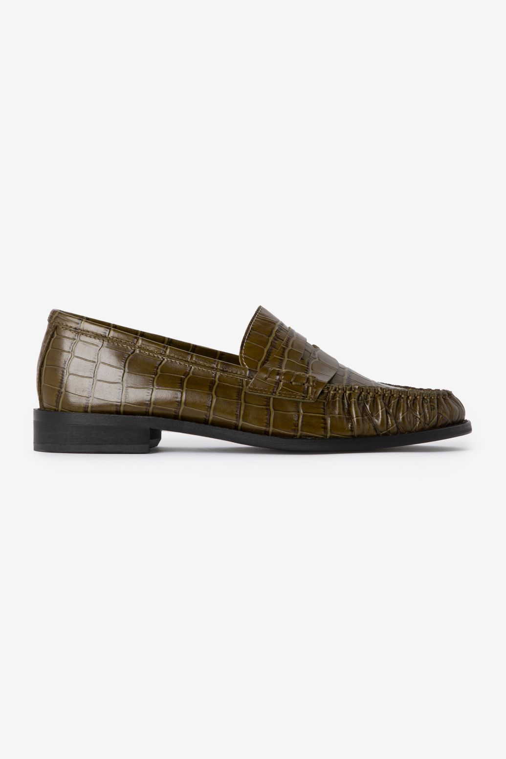 Mocassins en cuir avec motif croco - vert