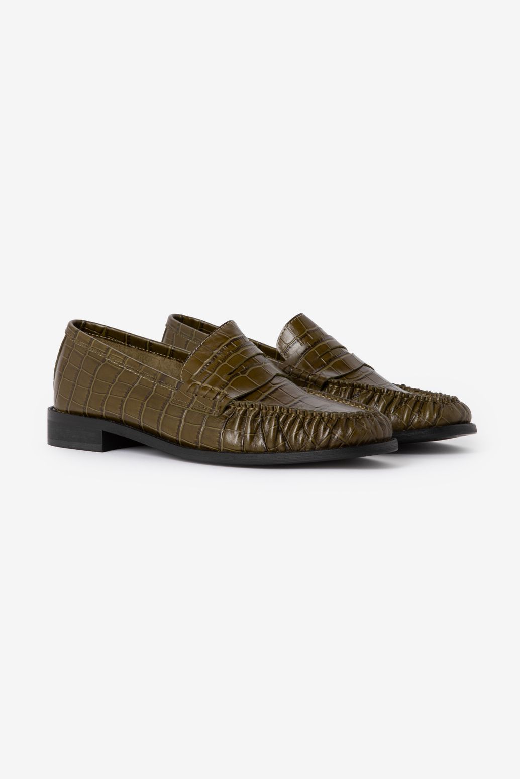 Mocassins en cuir avec motif croco - vert