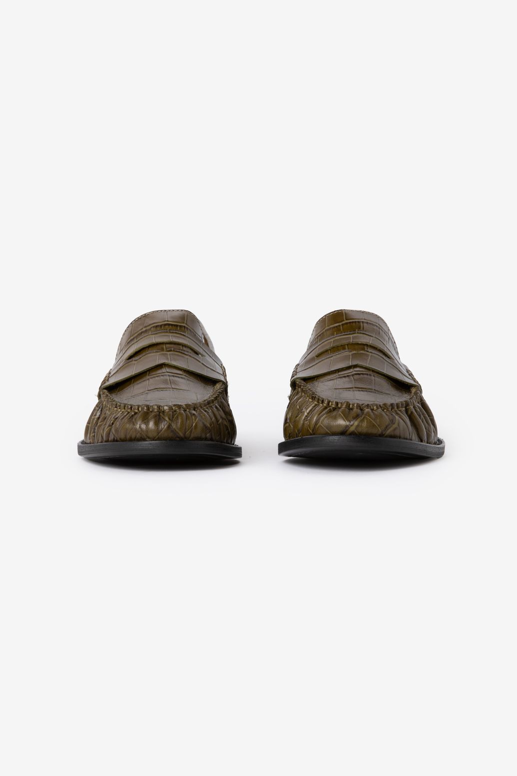 Mocassins en cuir avec motif croco - vert
