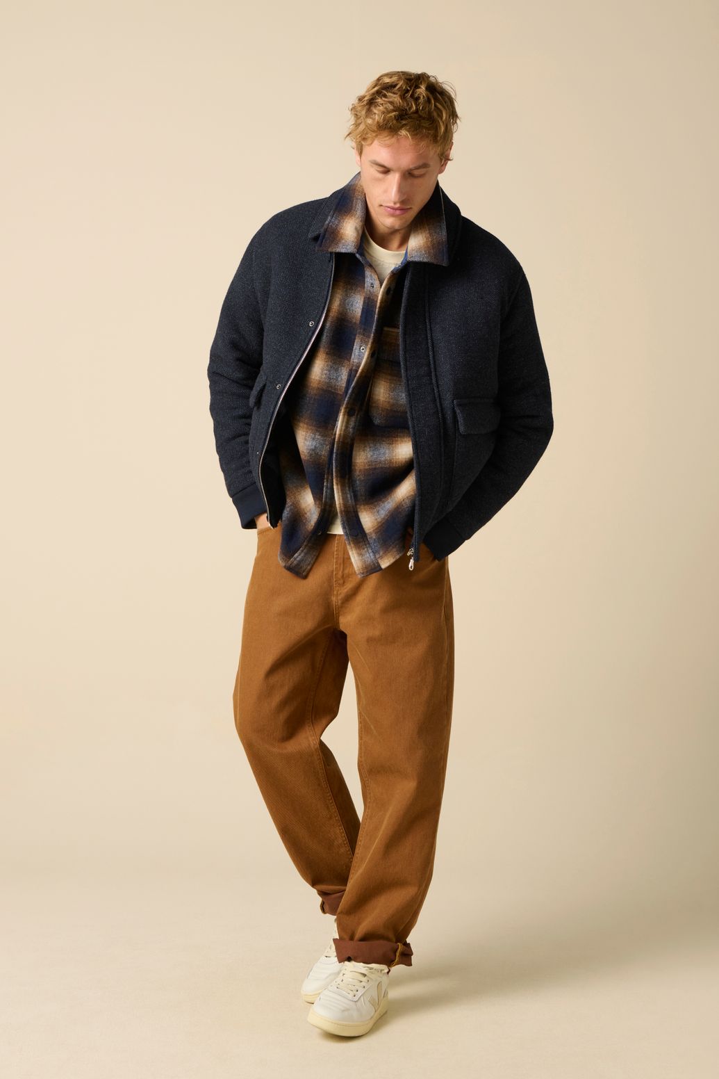 Veste en sergé de laine - bleu foncé