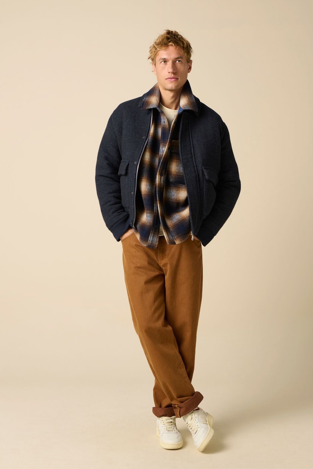 Veste en sergé de laine - bleu foncé