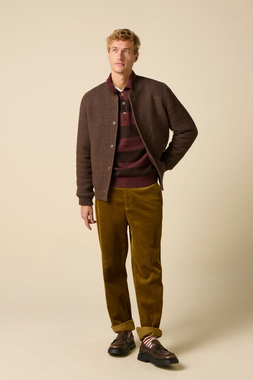 Veste bomber en laine - marron foncé