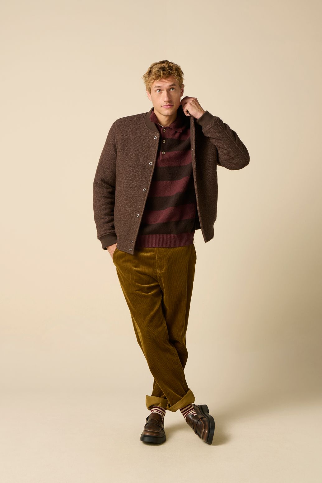 Veste bomber en laine - marron foncé