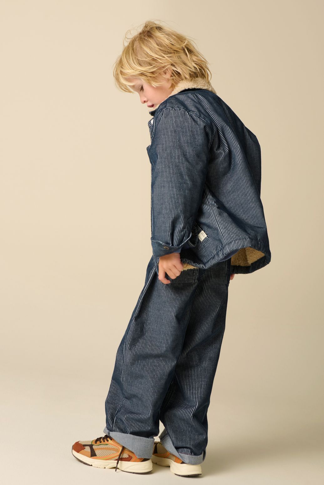 Blauwe corduroy jas