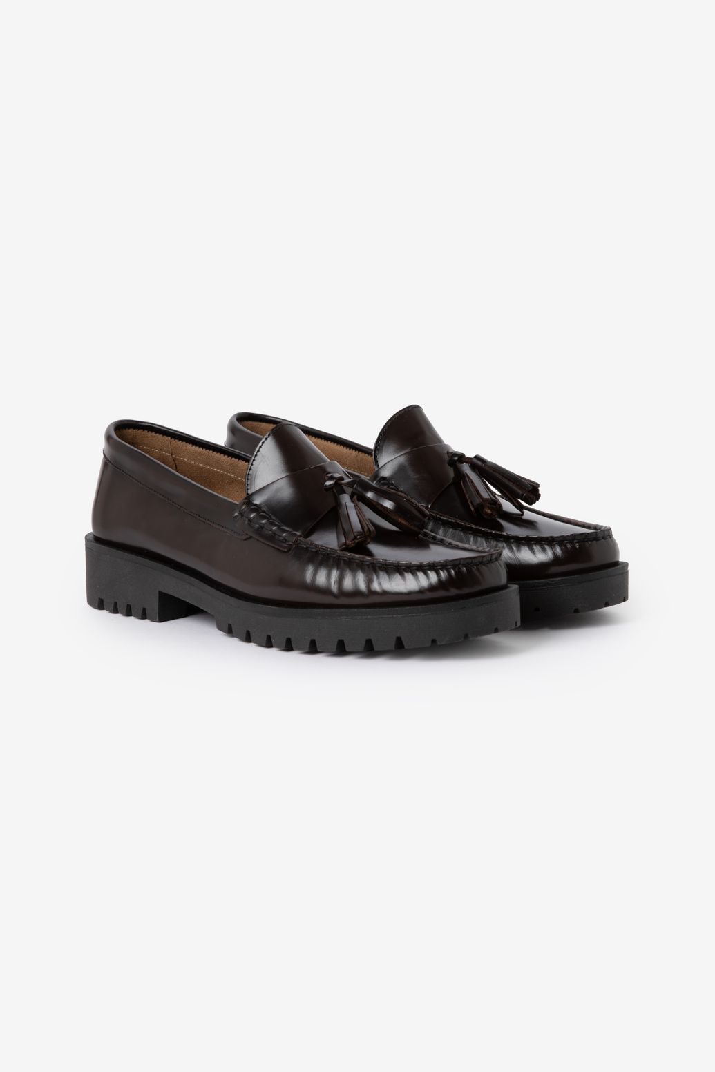 Bruine leren chunky loafers
