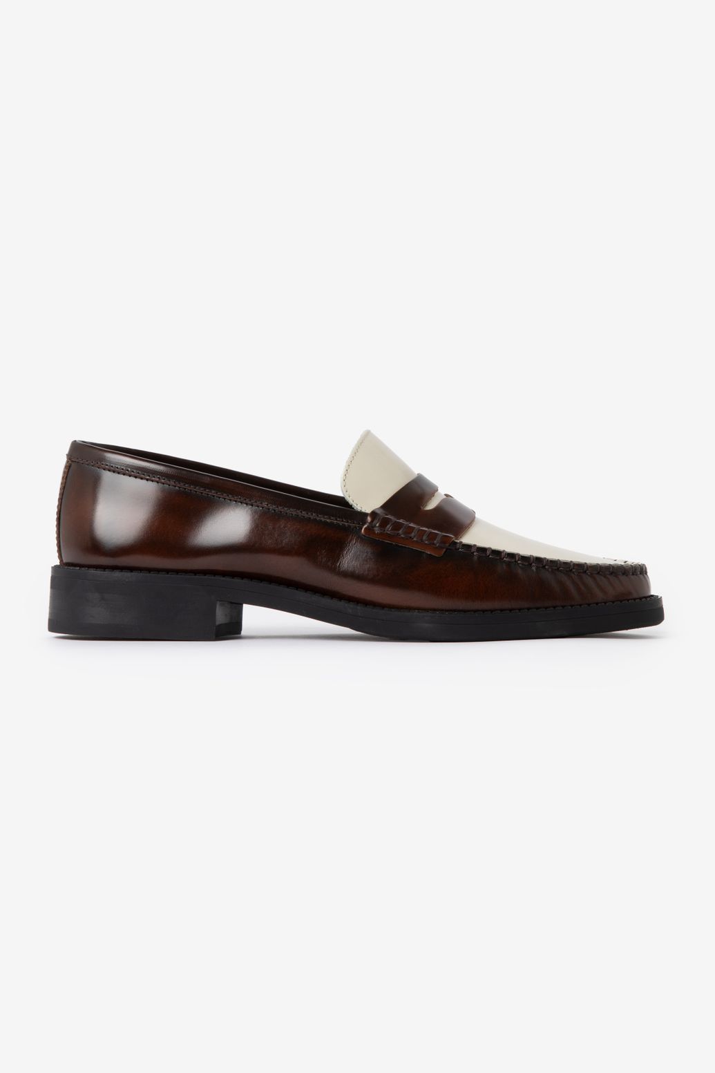 Bruine leren two tone loafers