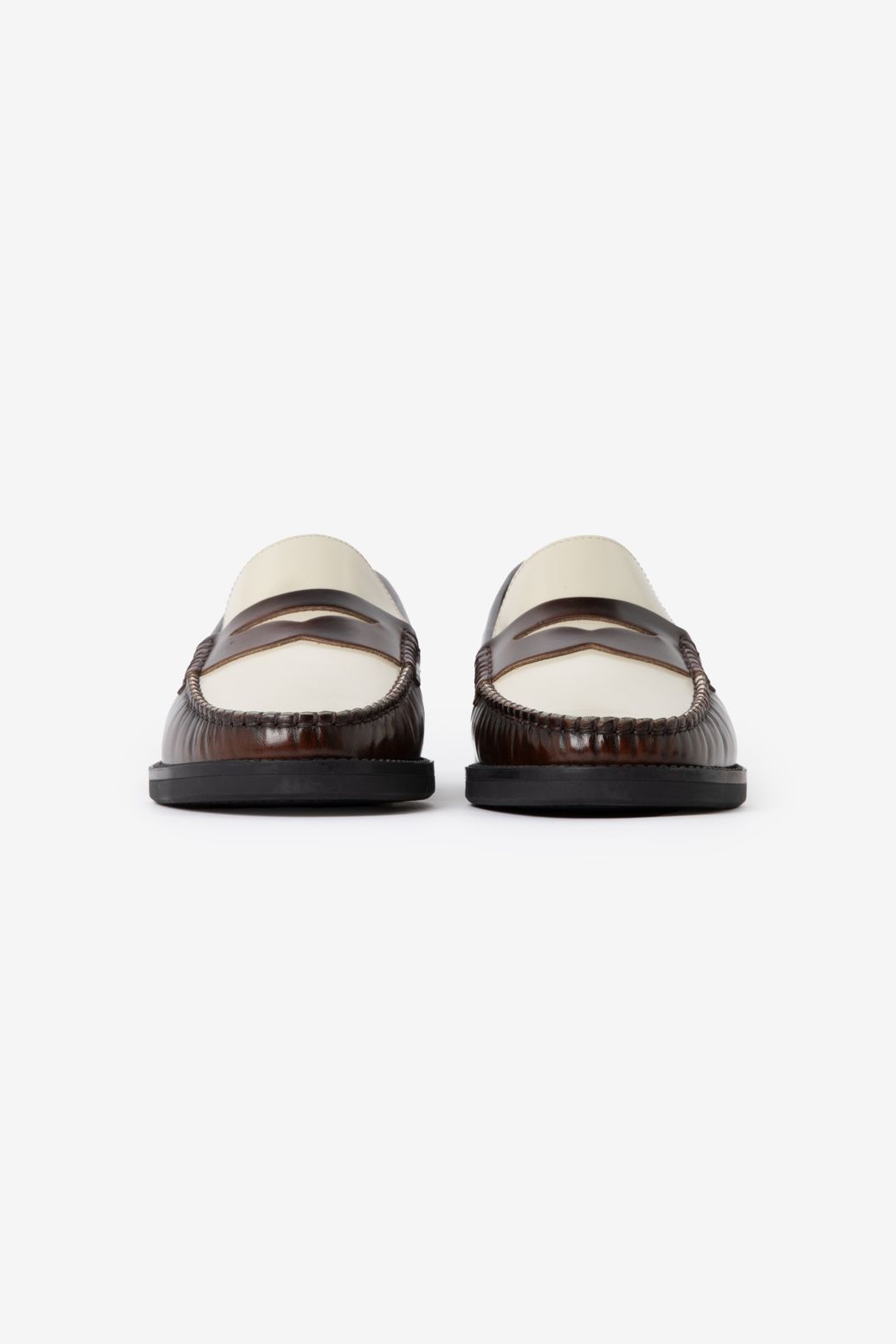 Bruine leren two tone loafers