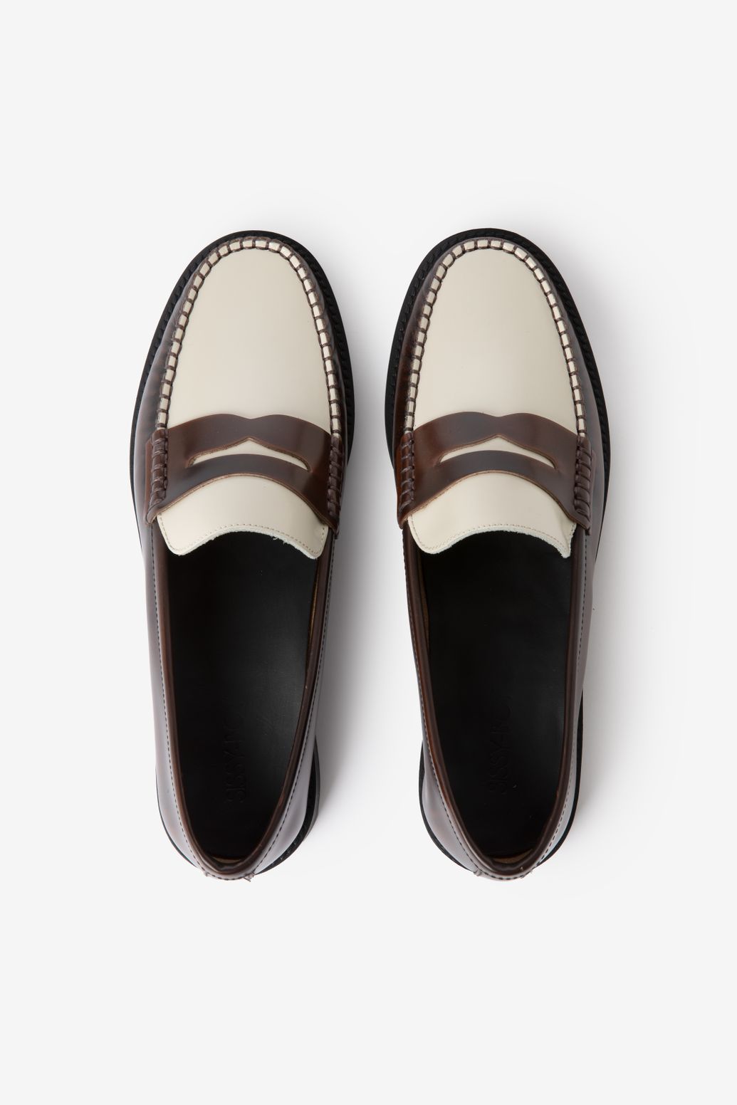 Bruine leren two tone loafers