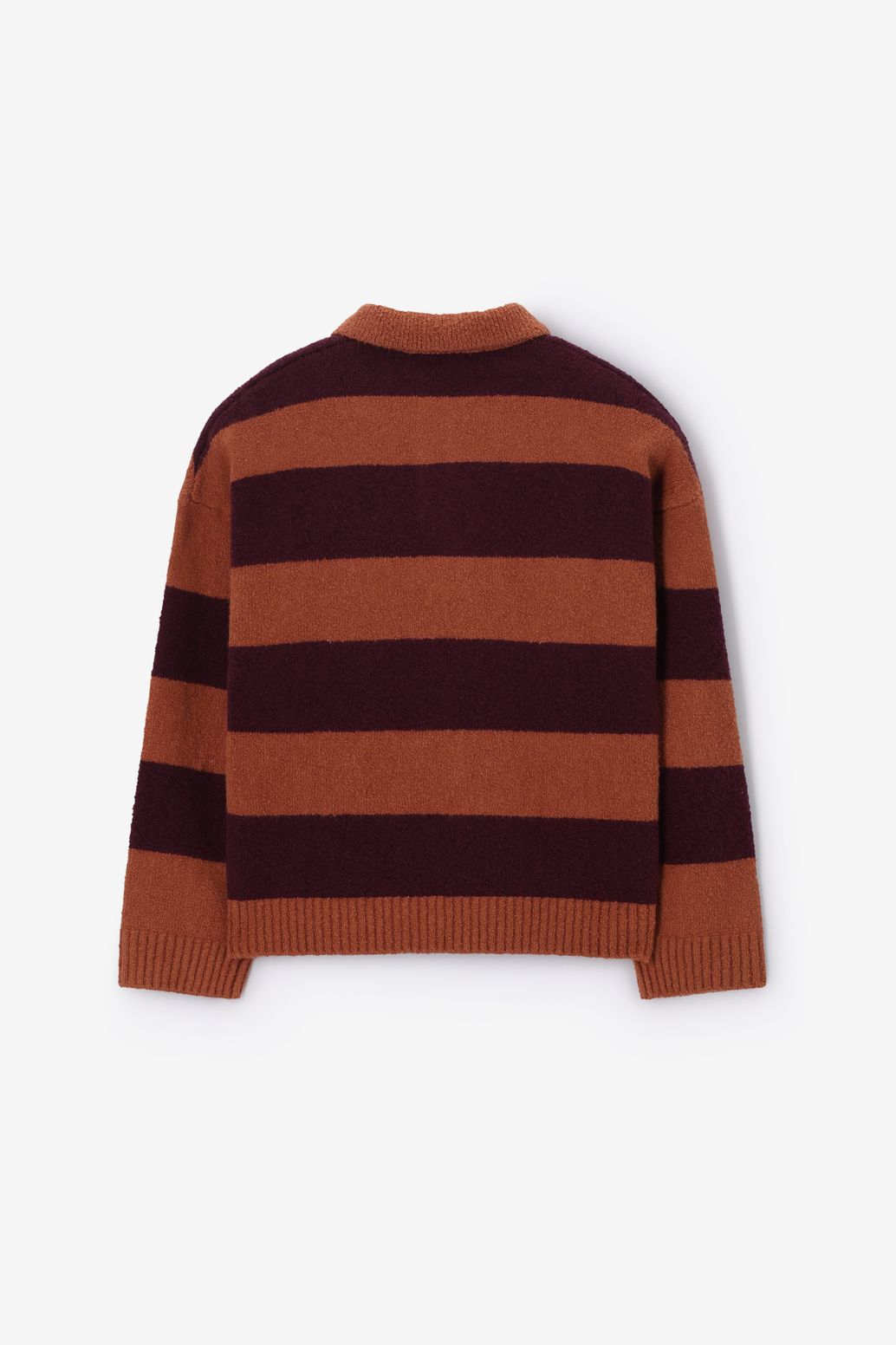 Bruine gebreide polo sweater met strepen