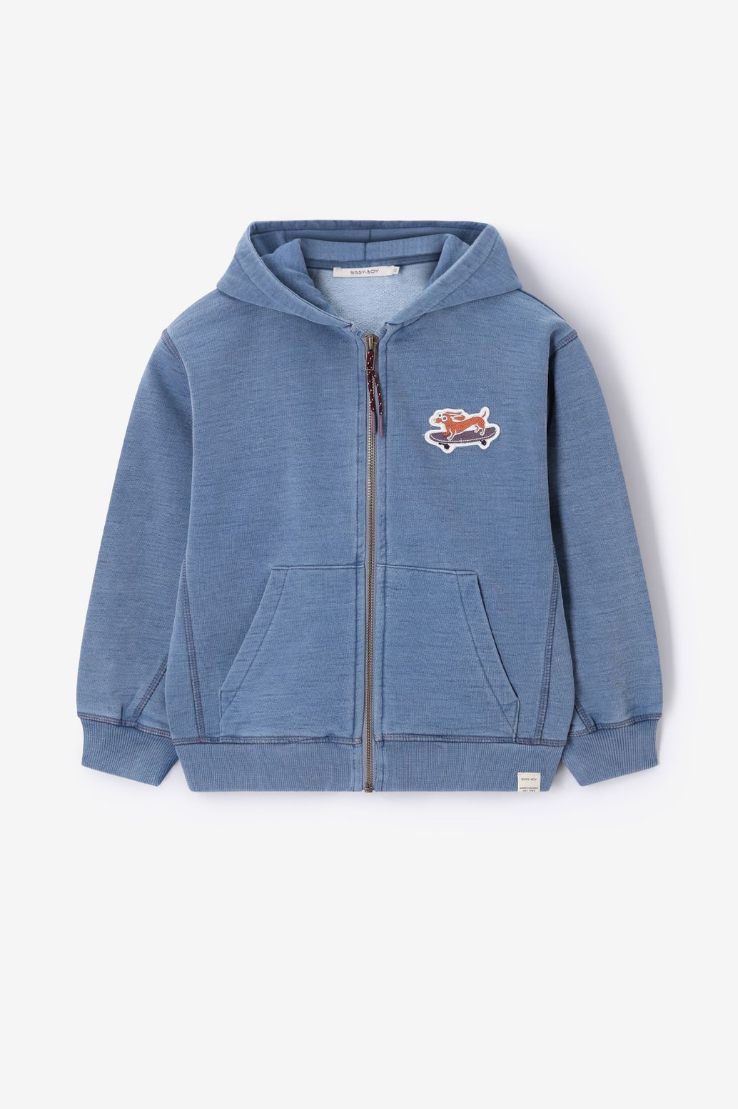 Sweatjacke mit Aufnäher - blau