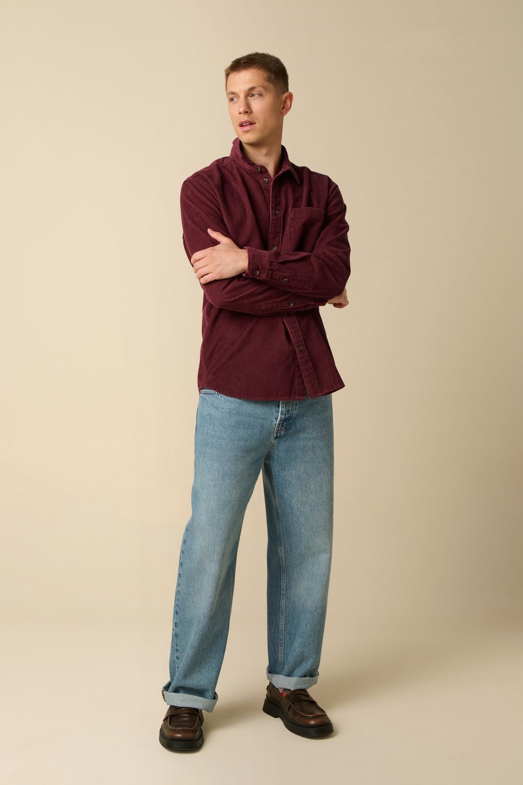 Chemise en velours côtelé - rouge foncé