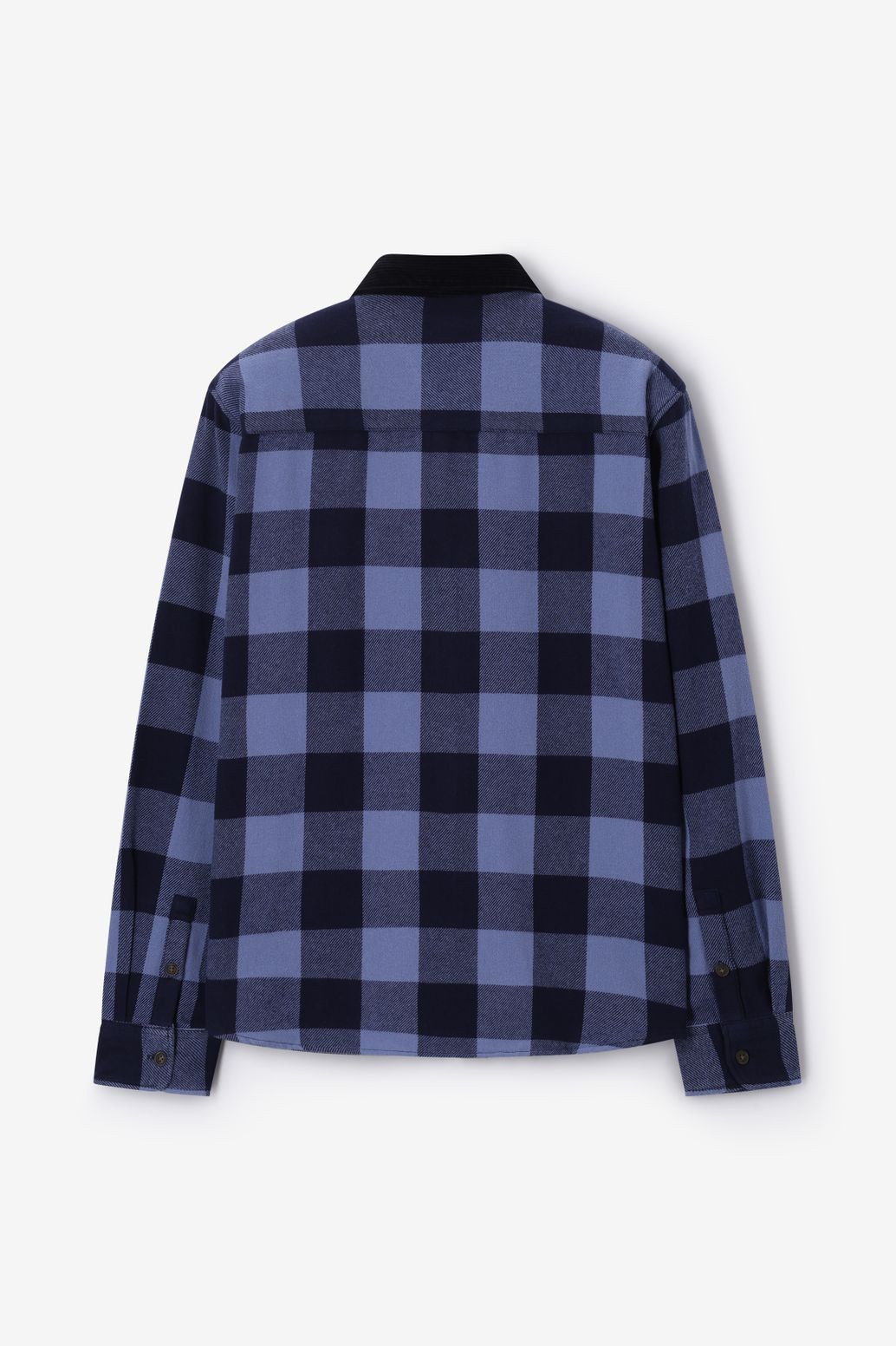Chemise à carreaux avec col en velours côtelé - bleu