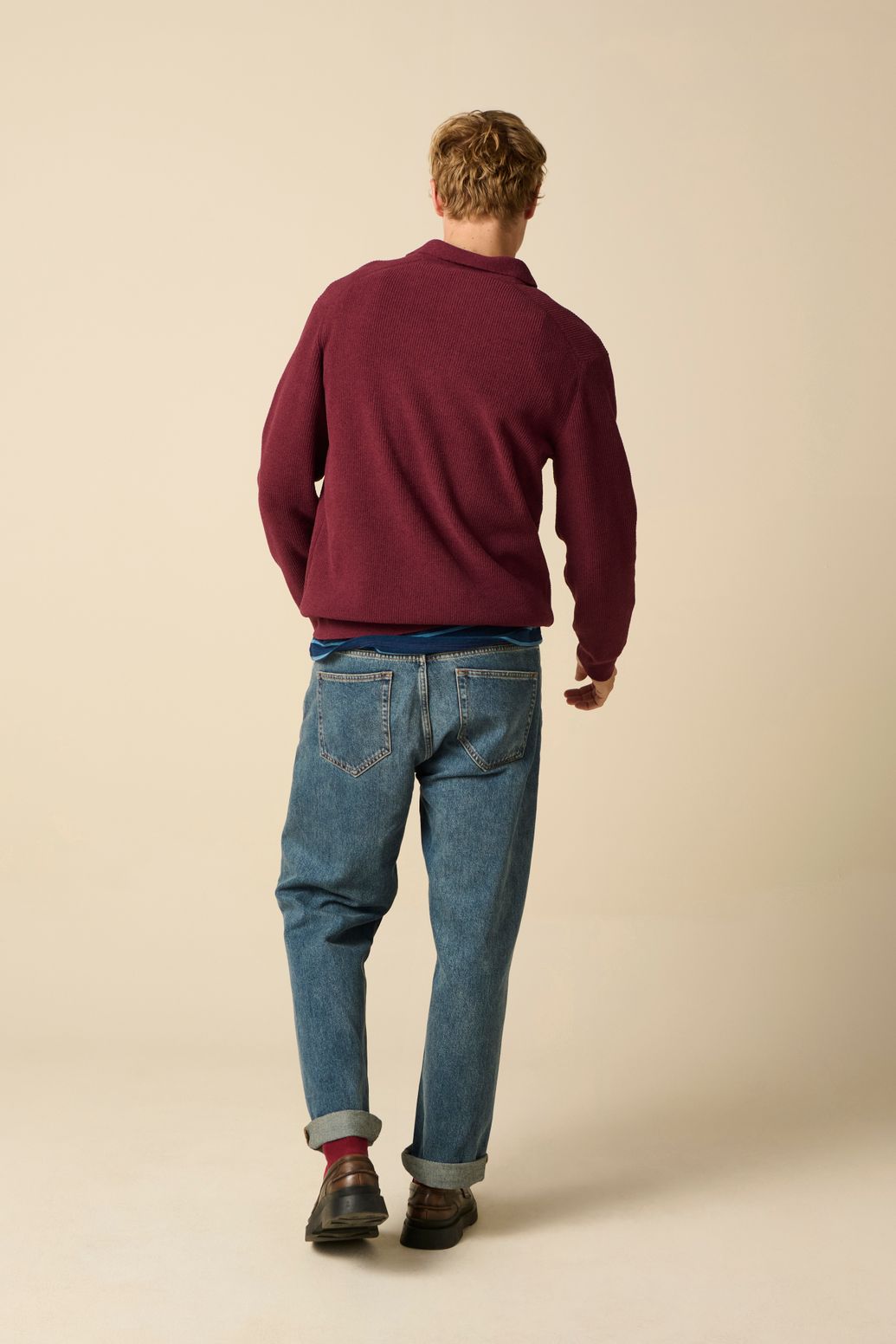 Donkerrode polo trui