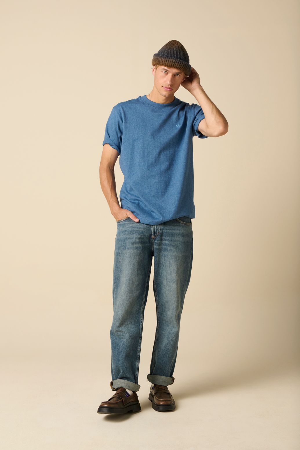 Meliertes T-Shirt - blau