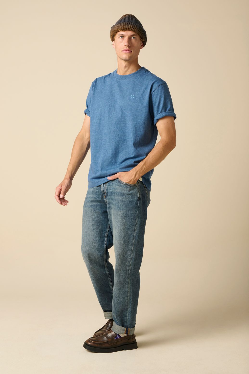 Meliertes T-Shirt - blau