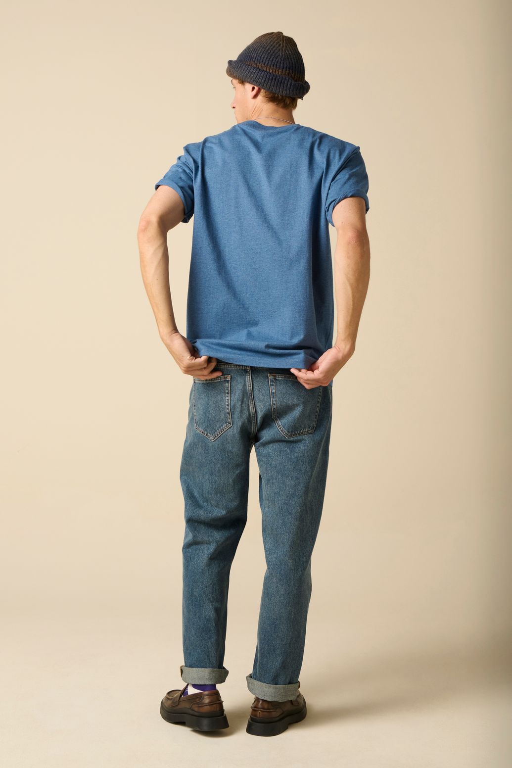 Meliertes T-Shirt - blau