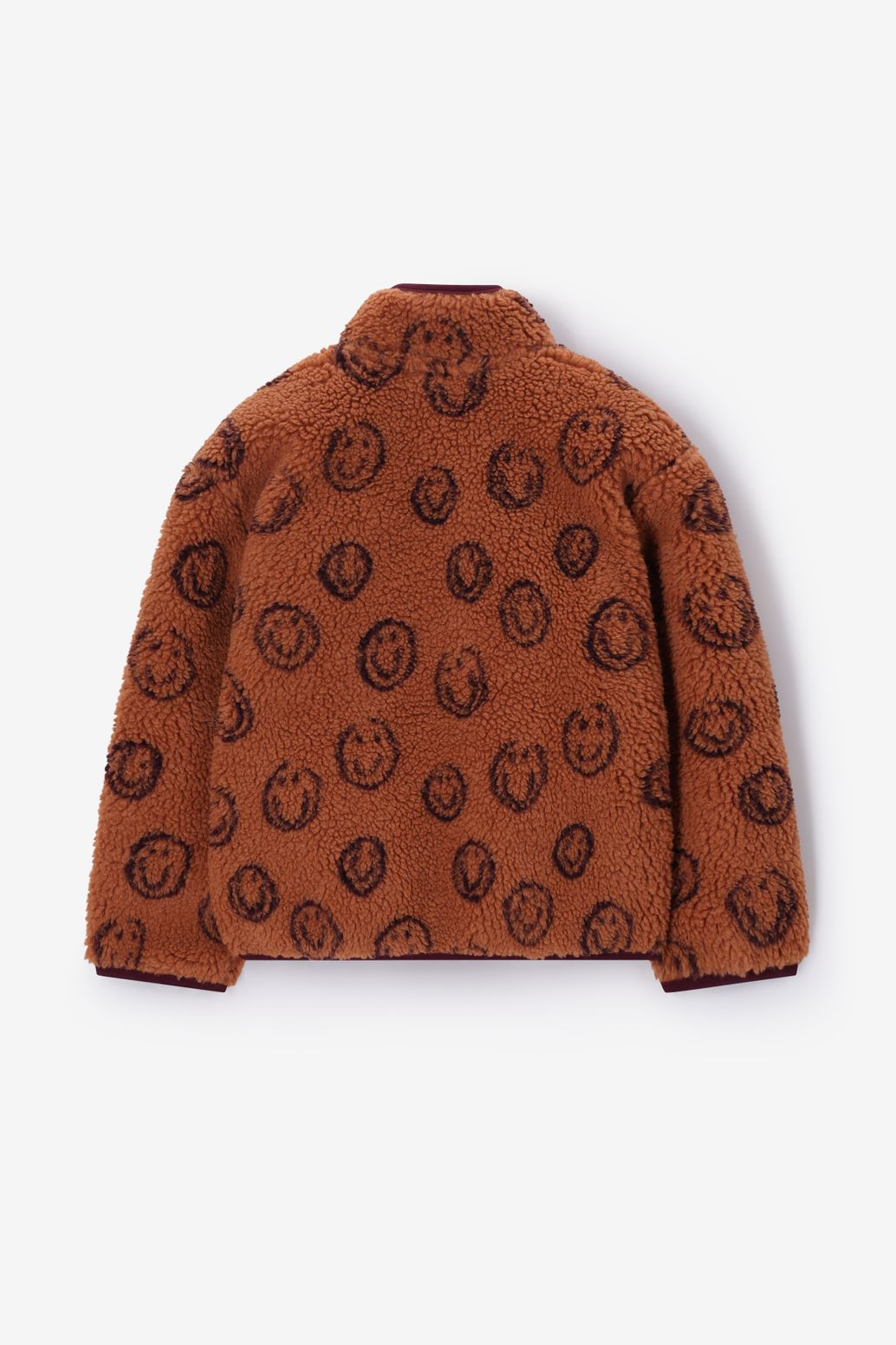 Bruine teddy jas met smileys