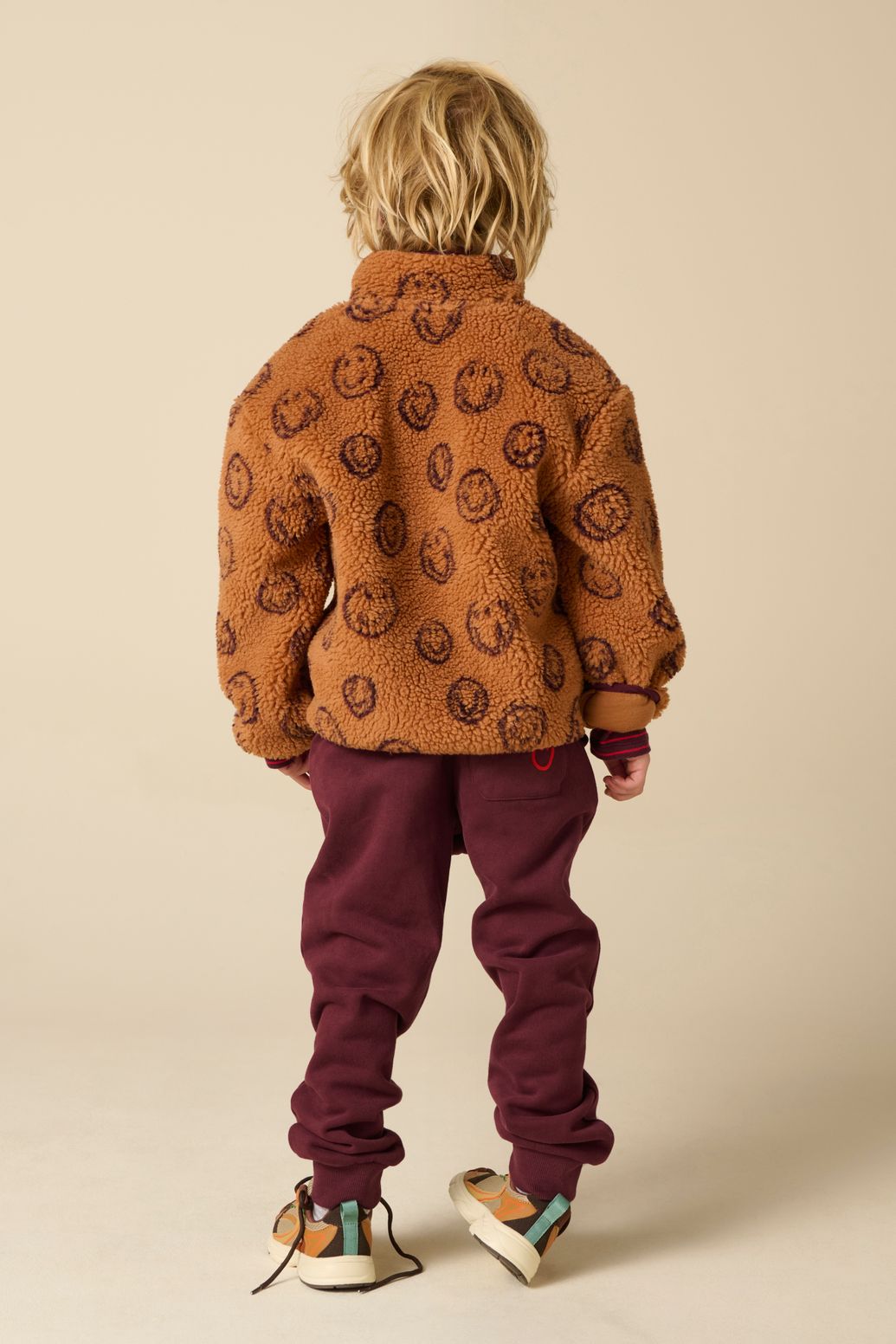 Teddy-Jacke mit Smileymuster - braun