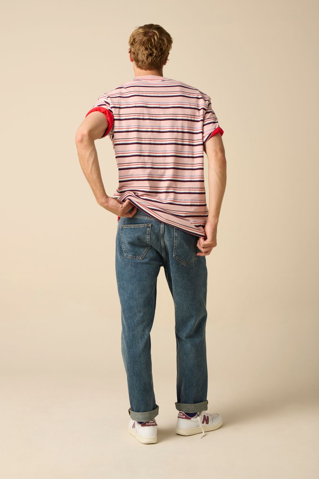 Gestreiftes T-Shirt - rosa