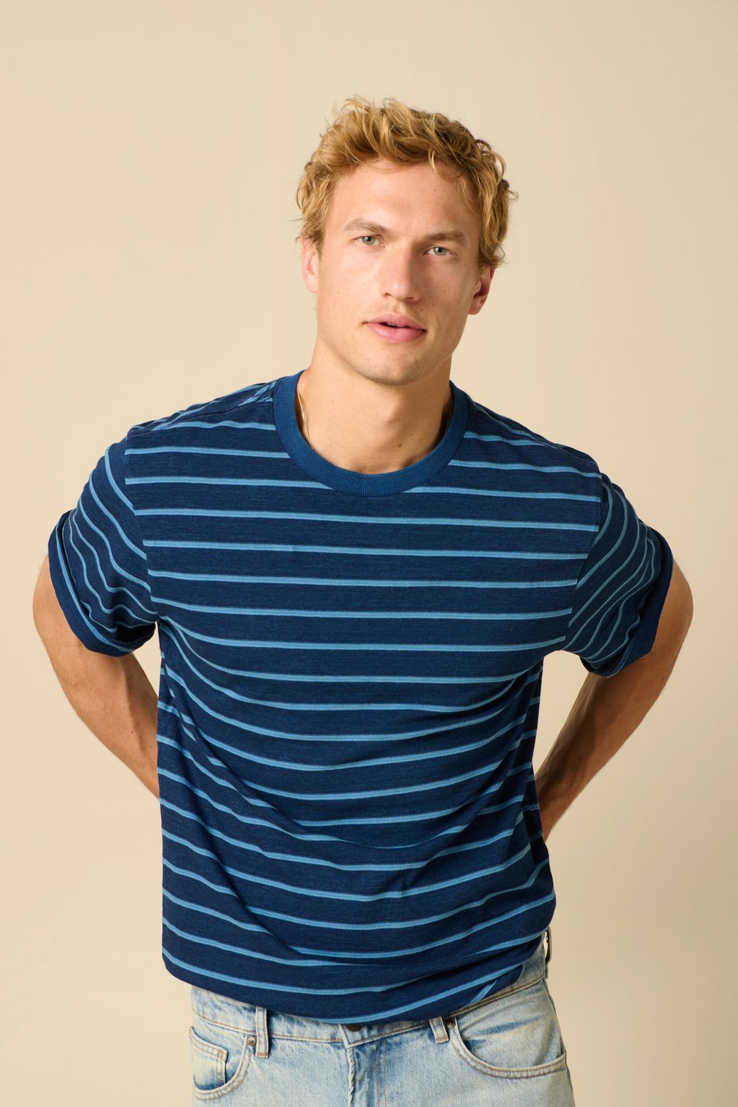 T-shirt rayé - bleu foncé