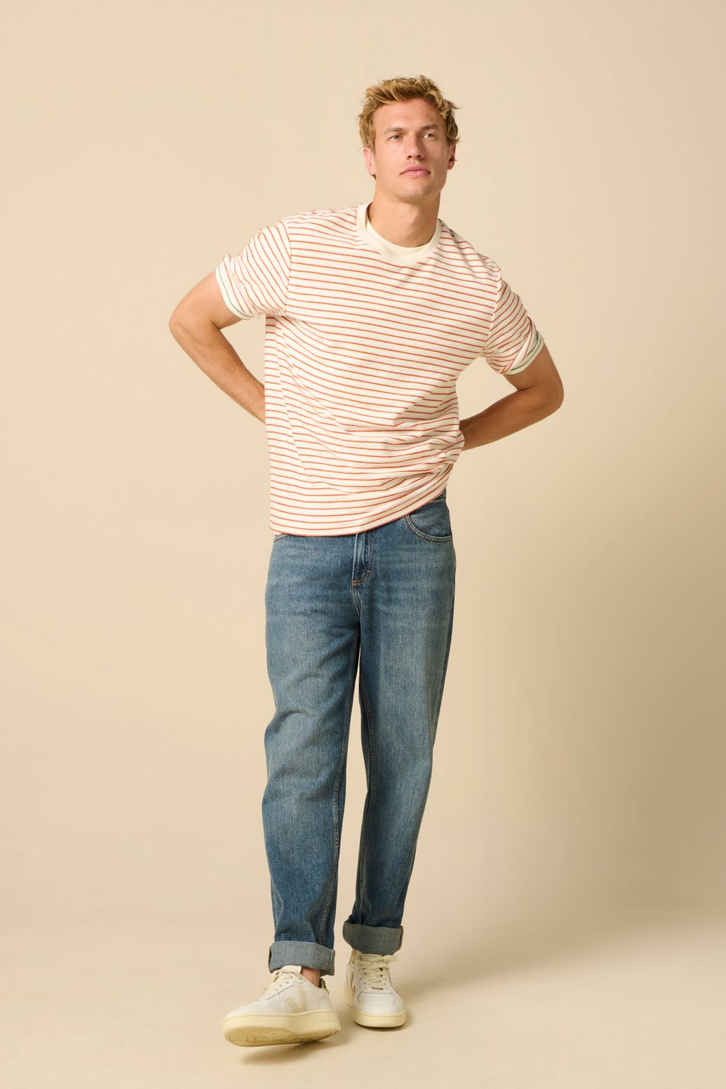Gestreiftes T-Shirt - orange