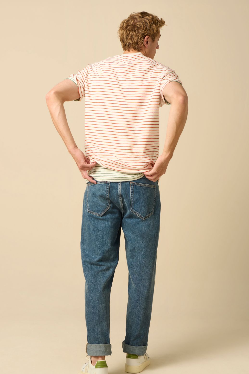 Gestreiftes T-Shirt - orange