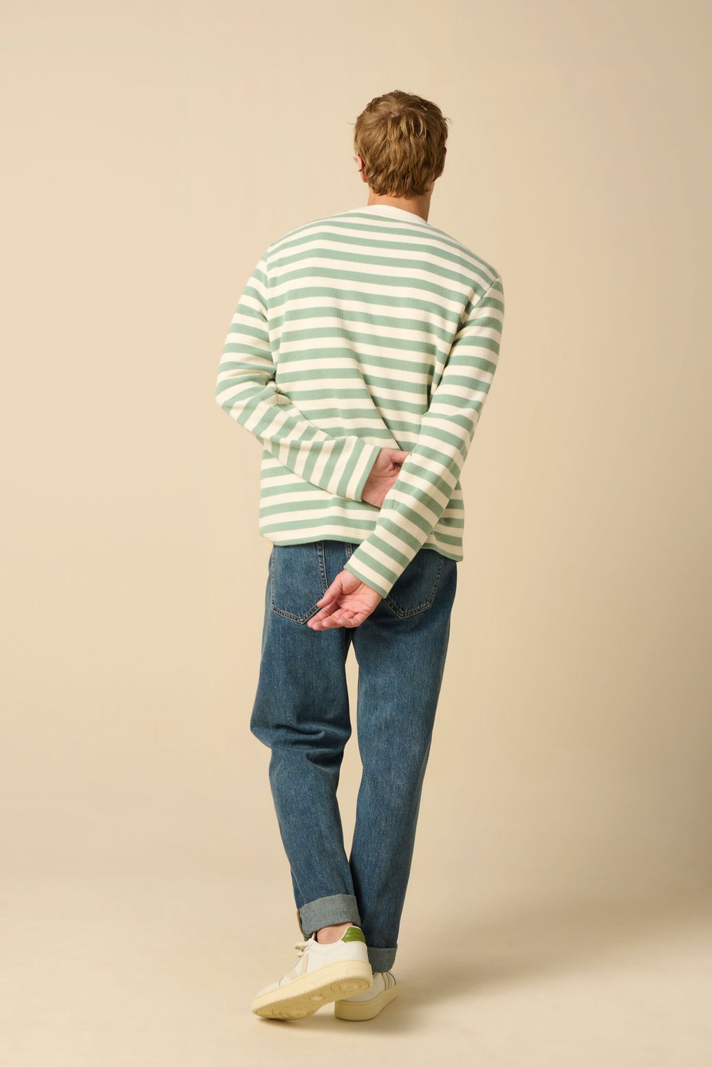 Gestreifter Sweater - hellgrün