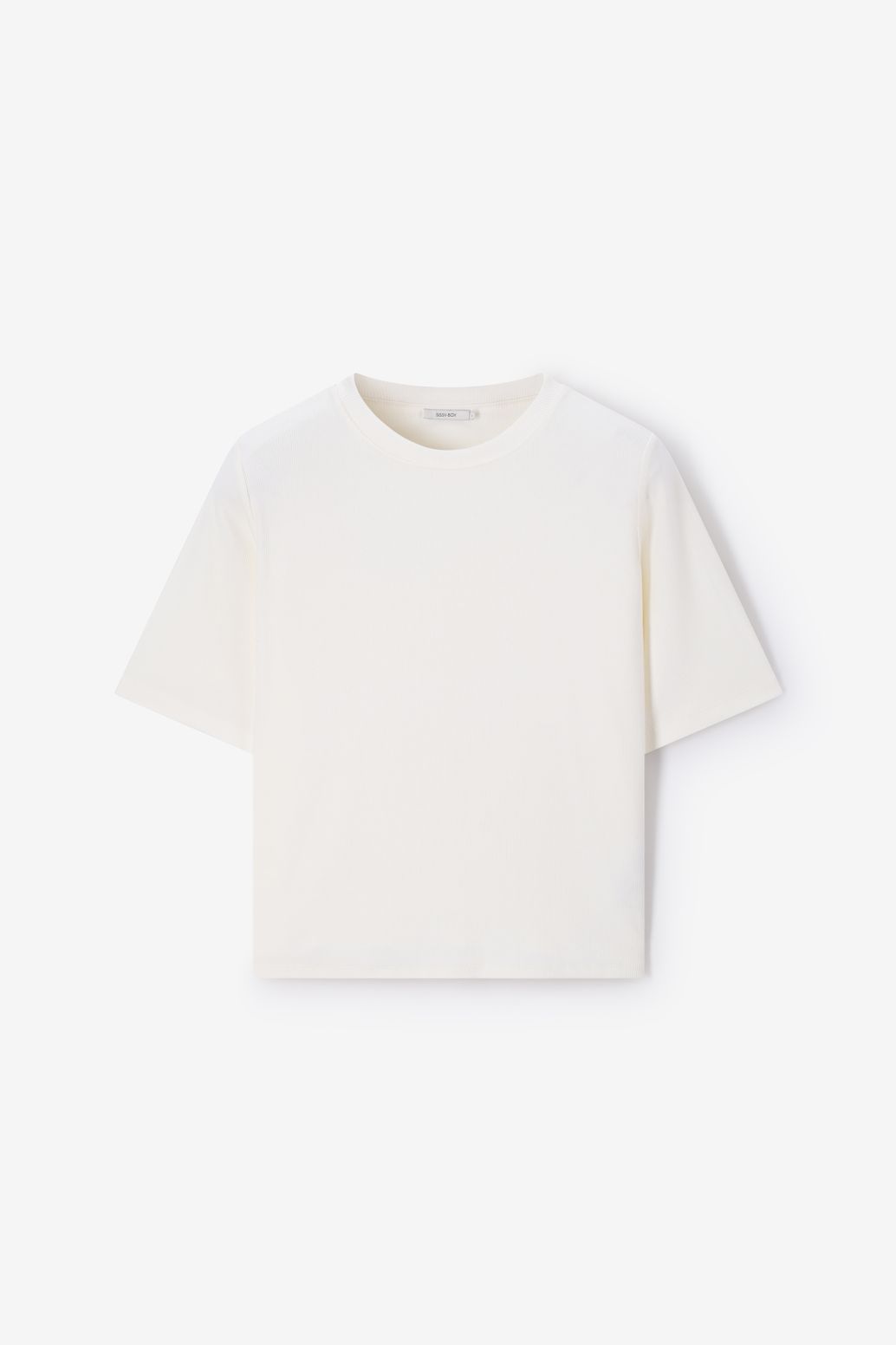 T-Shirt mit Rippmuster - weiß
