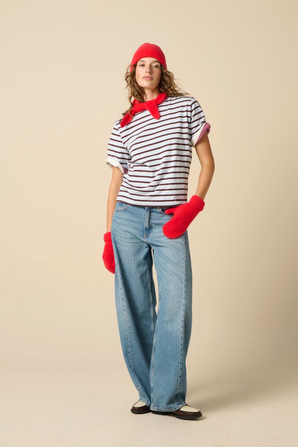 Gestreiftes Oversize-Shirt - hellblau