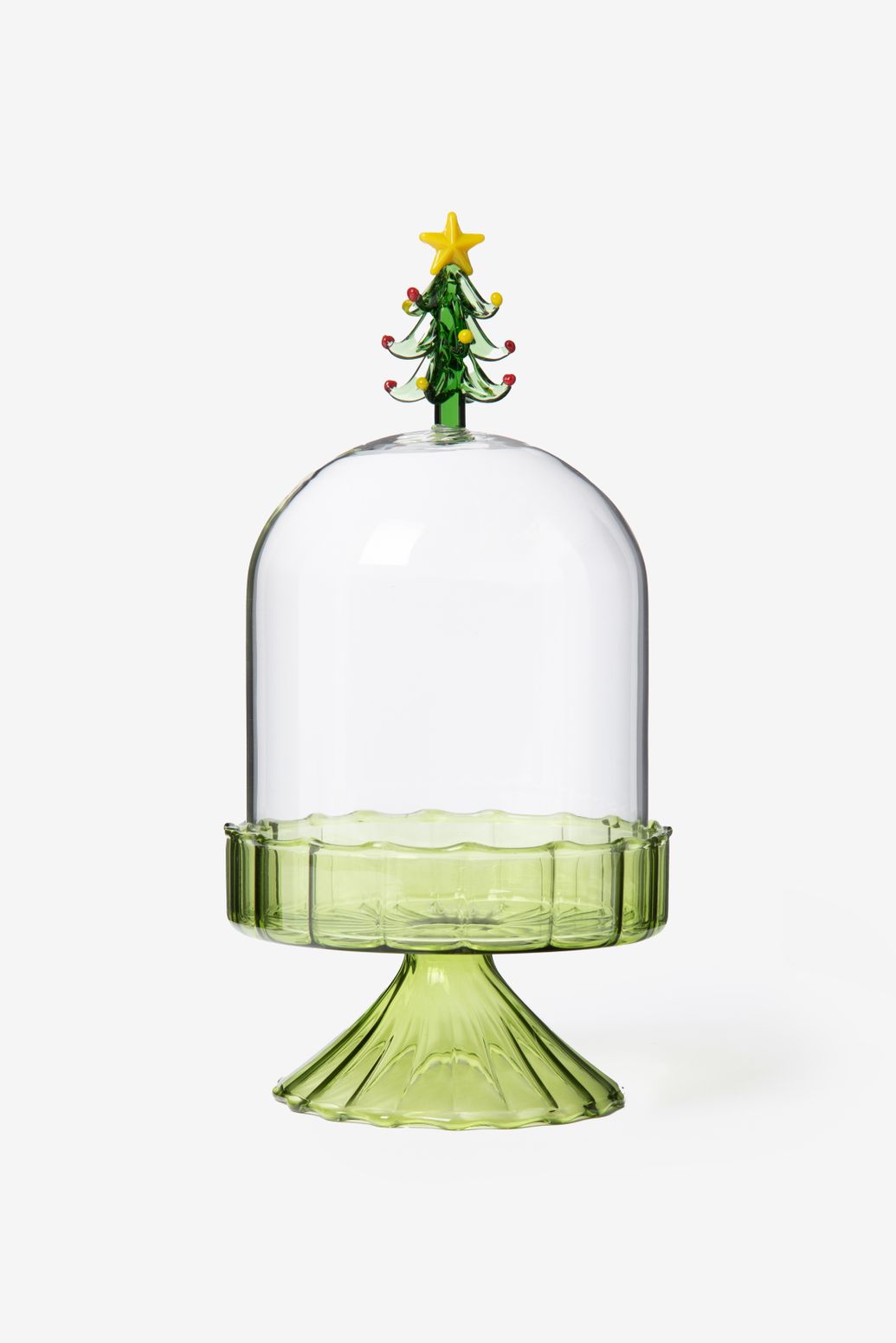 Groene glazen kerstboom stolp