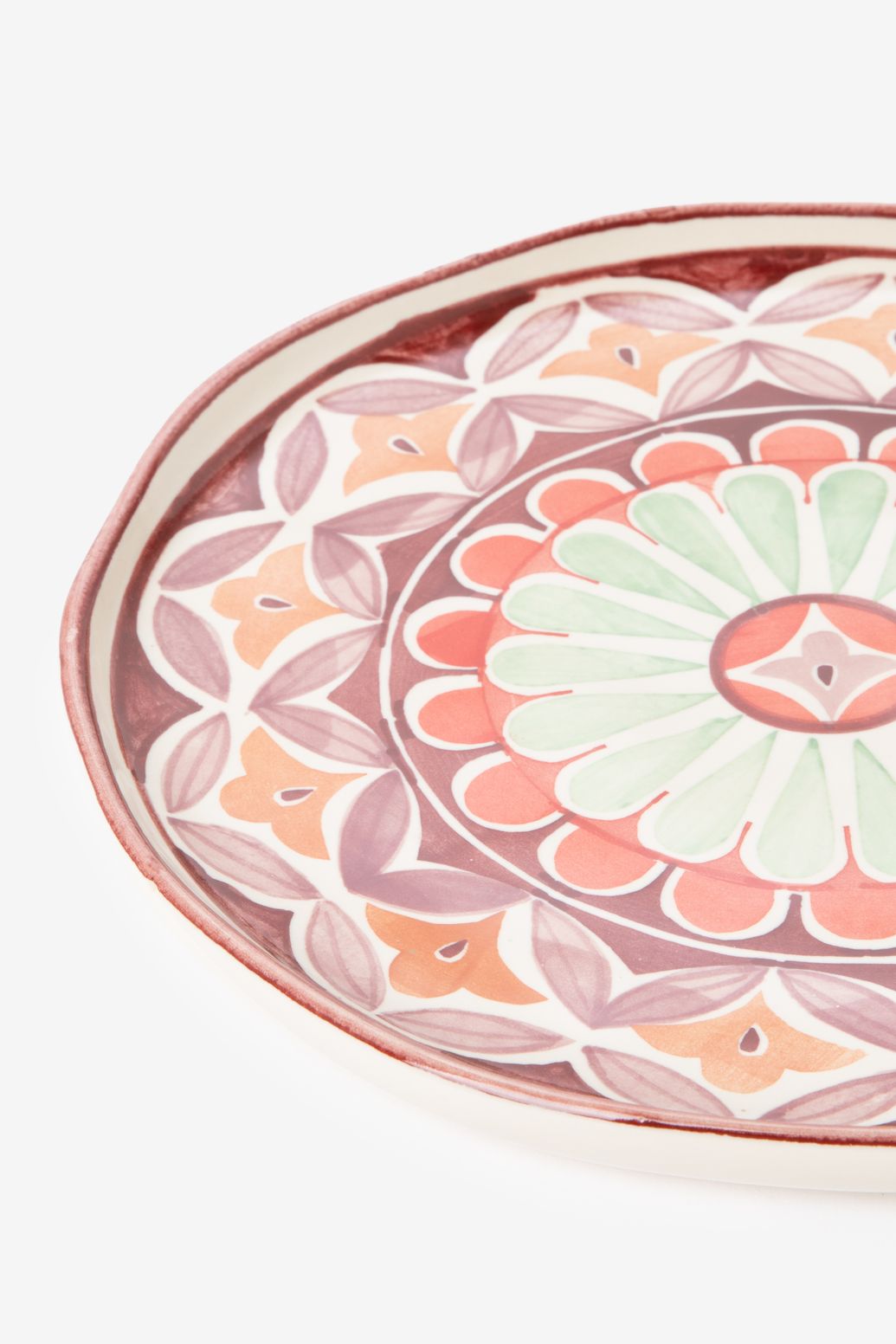 Paarse dinerbord met dessin