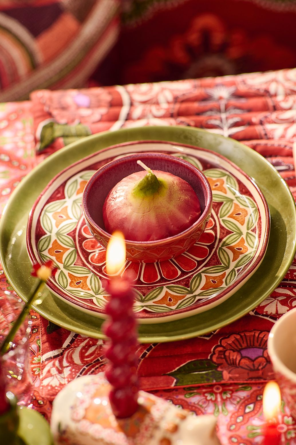 Assiettes petit-déjeuner avec motif - vert