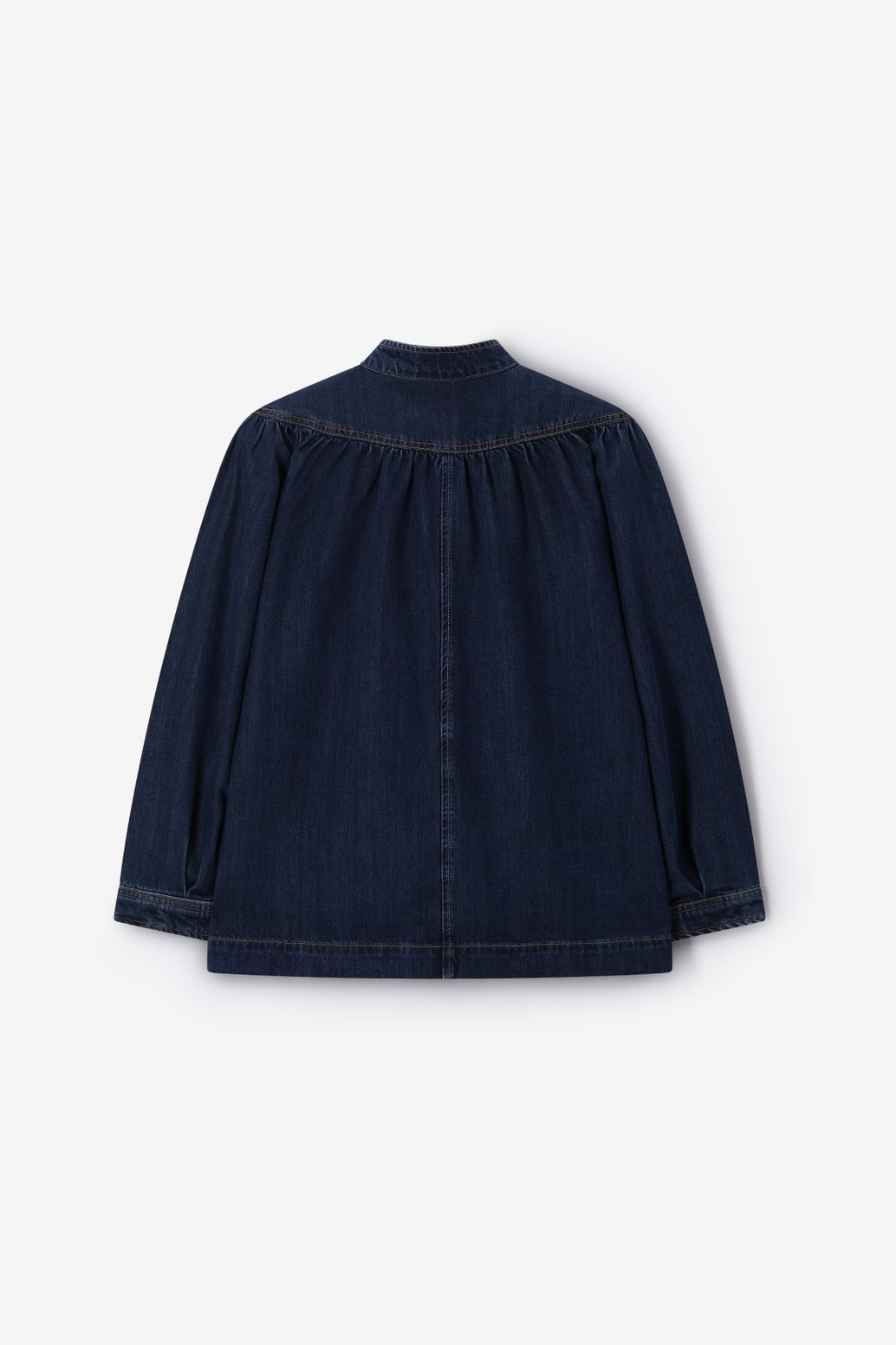 Donkerblauwe denim jack met patch zakken