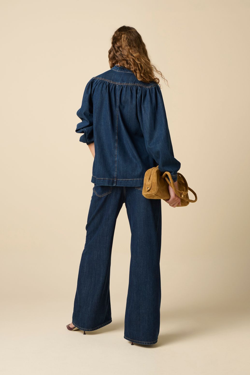 Veste en jean avec poches plaquées - bleu foncé