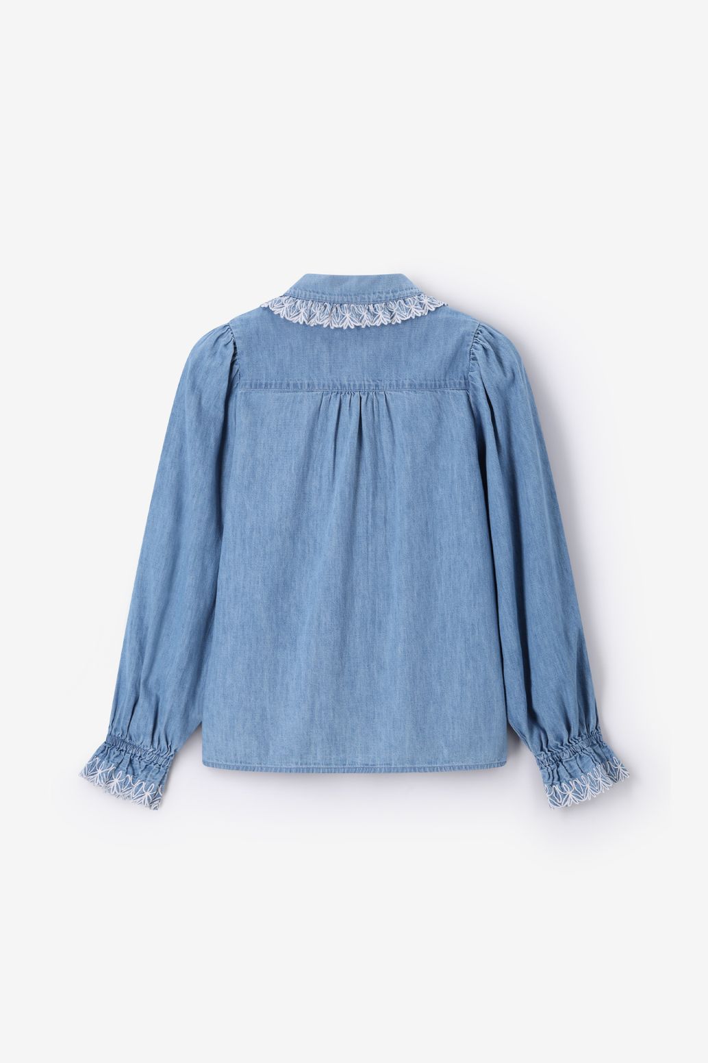 Blouse en jean avec broderies - bleu clair