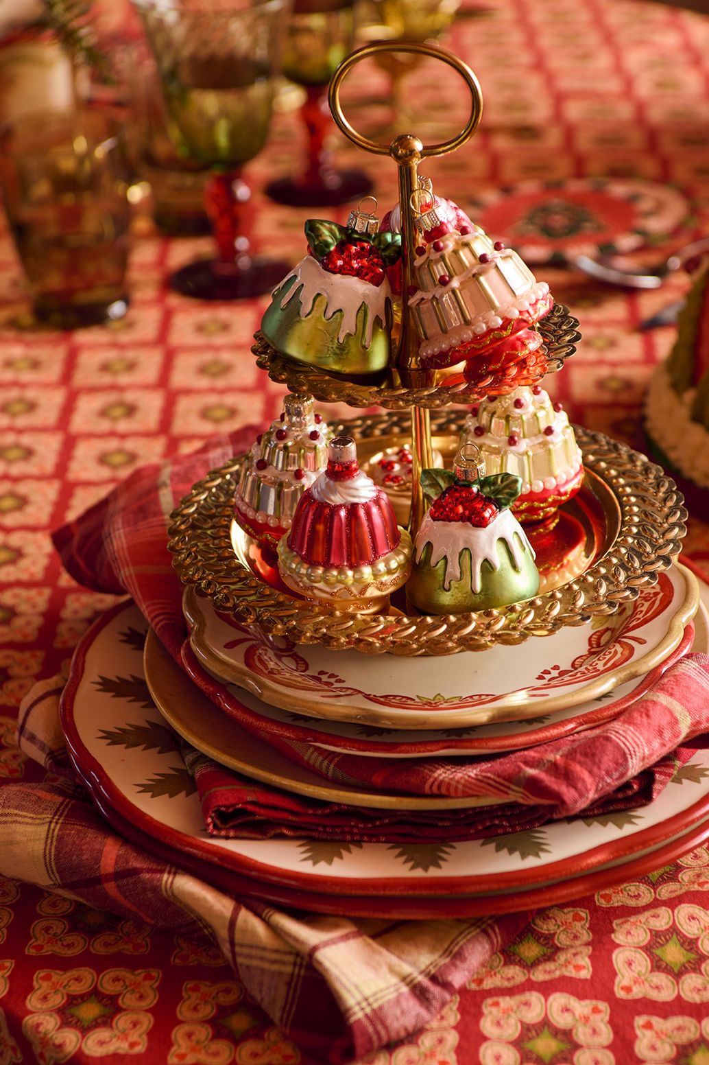 Frühstücksteller mit Weihnachtsbäumen - mehrfarbig