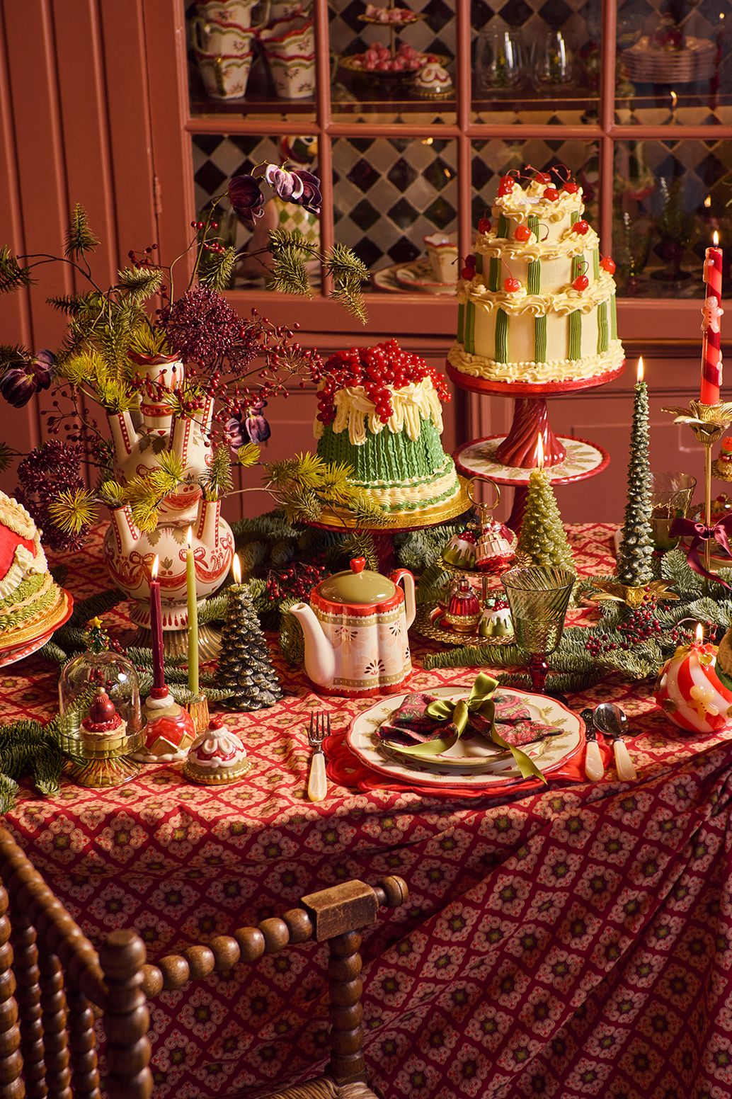 Frühstücksteller mit Weihnachtsbäumen - mehrfarbig