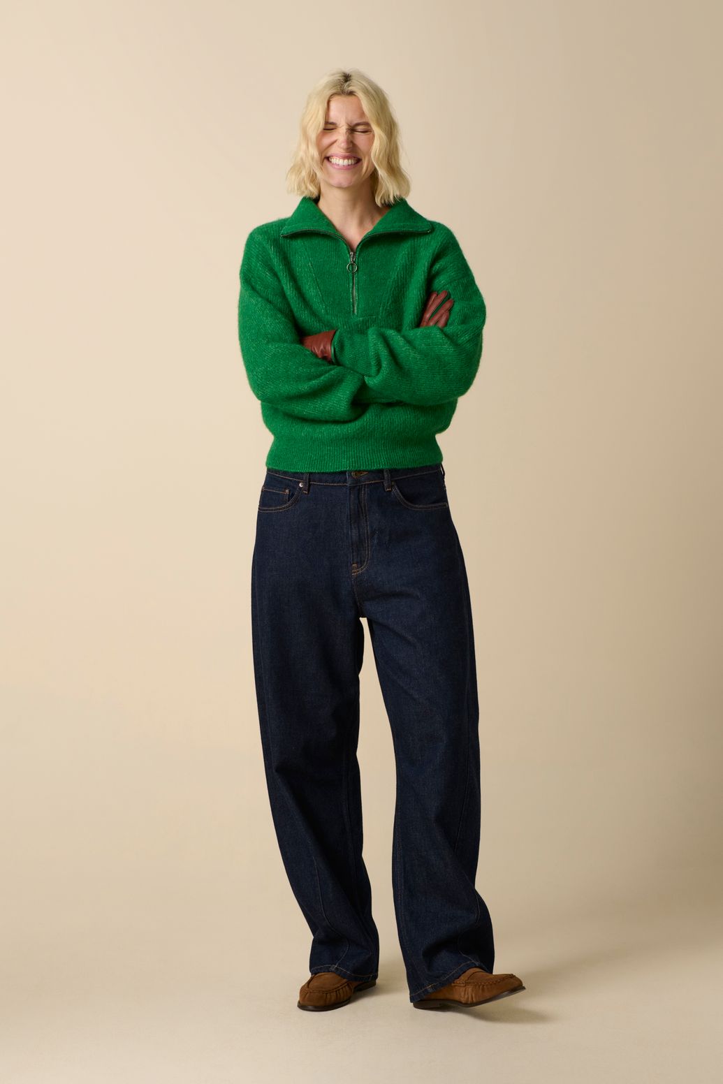 Groene trui met rits