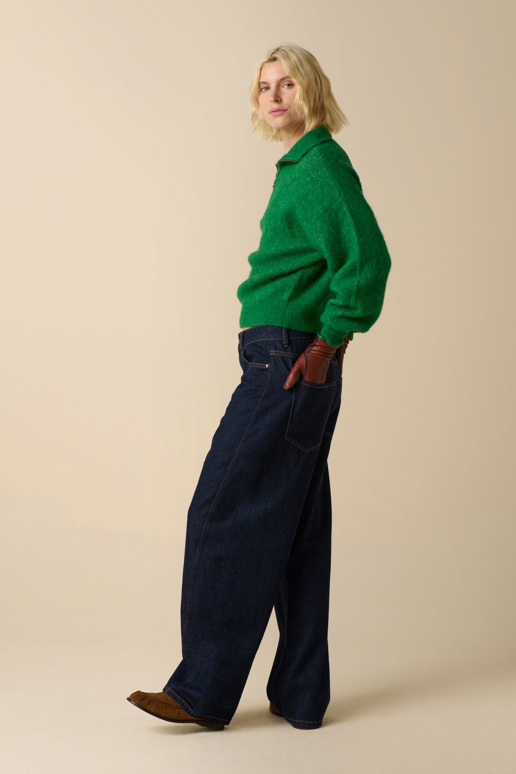 Groene trui met rits