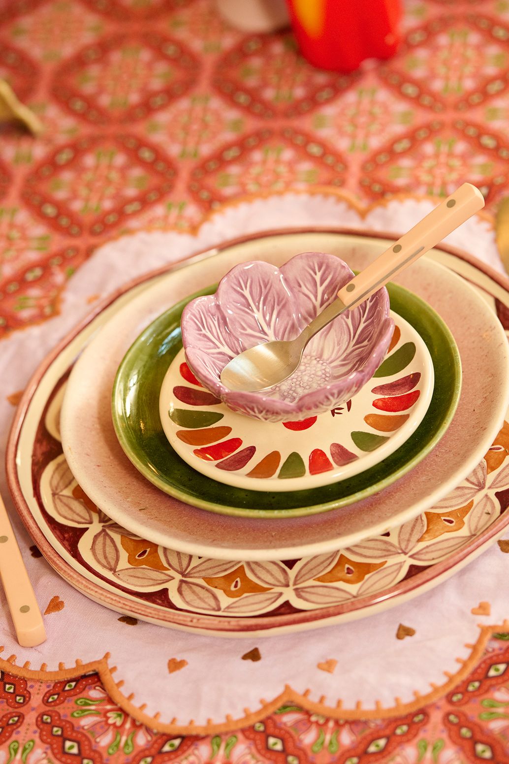 Platzdeckchen mit Herzsteppung - lila