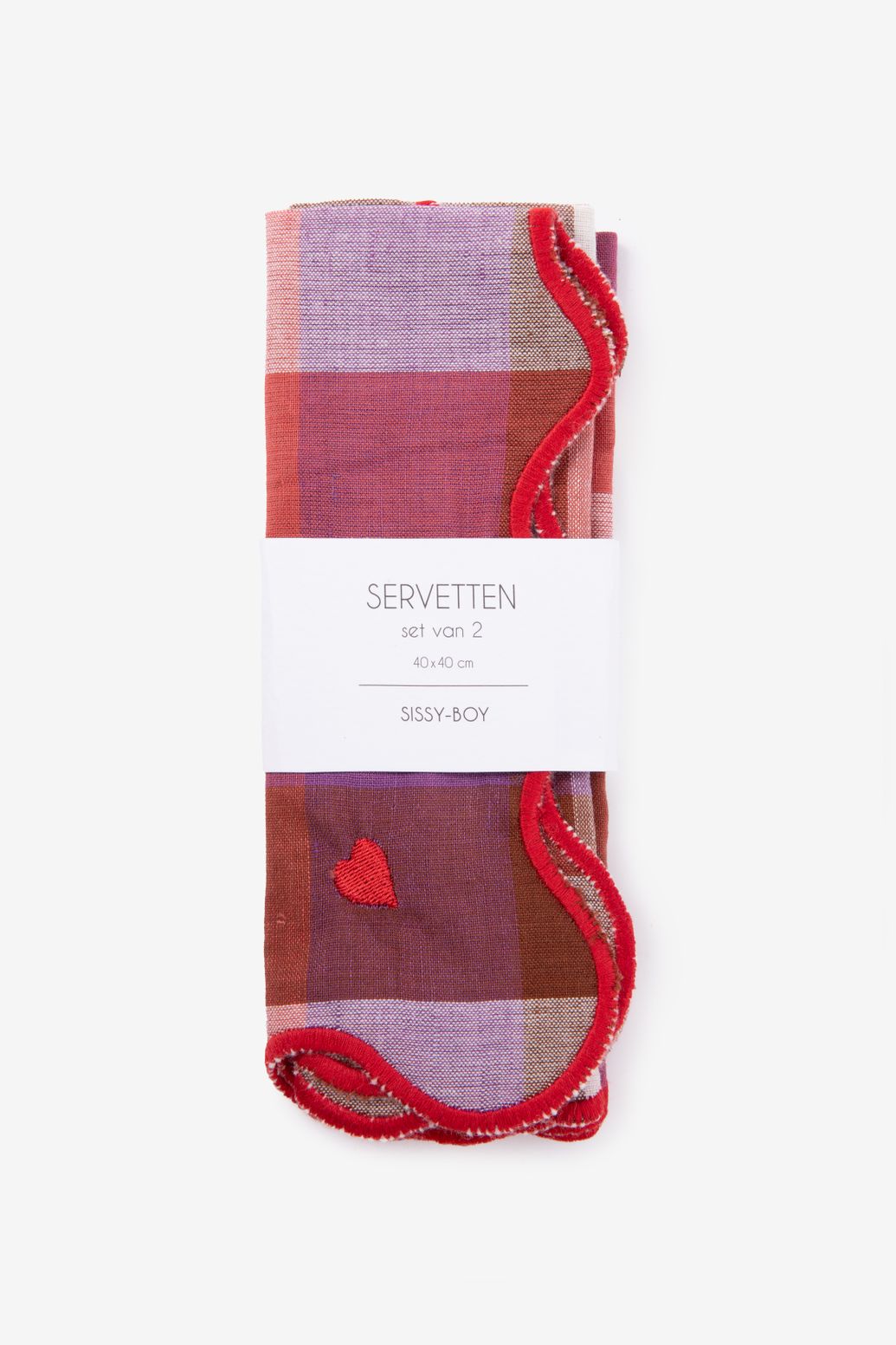 Lot de 2 serviettes à carreaux - multicolore