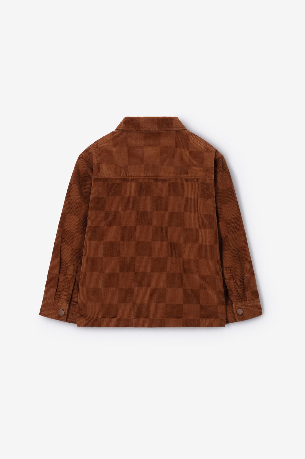 Bruin corduroy overhemd met blokkenpatroon