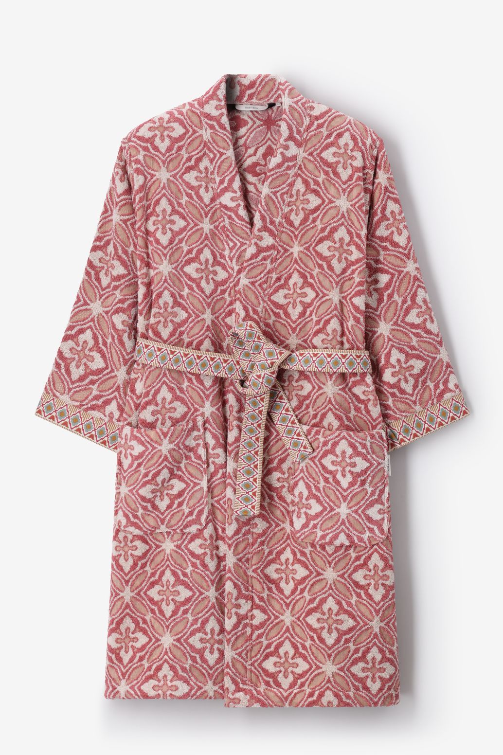 Roze Serene badjas met tile print