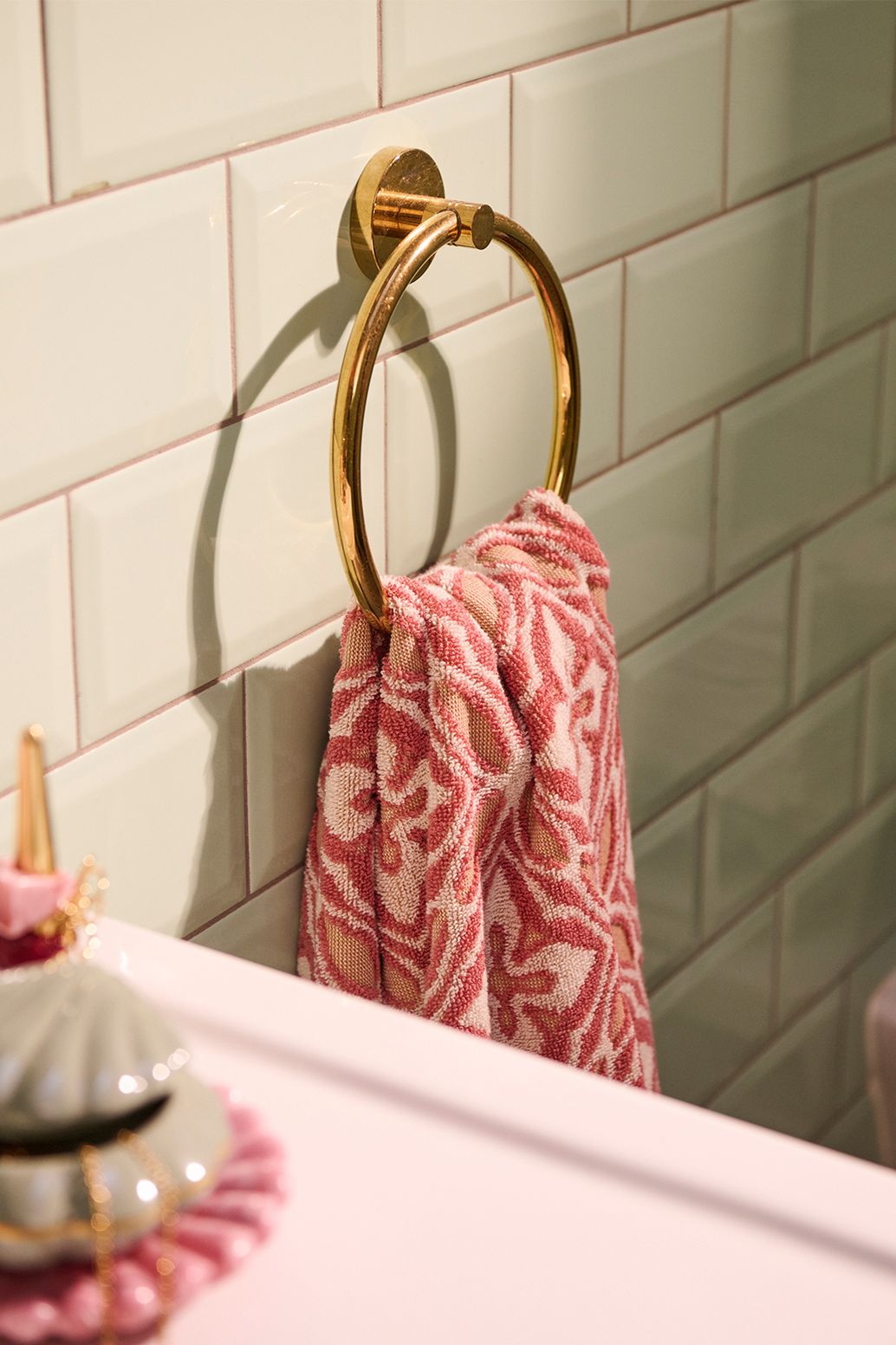 Serviette avec imprimé mosaïque medium - rose