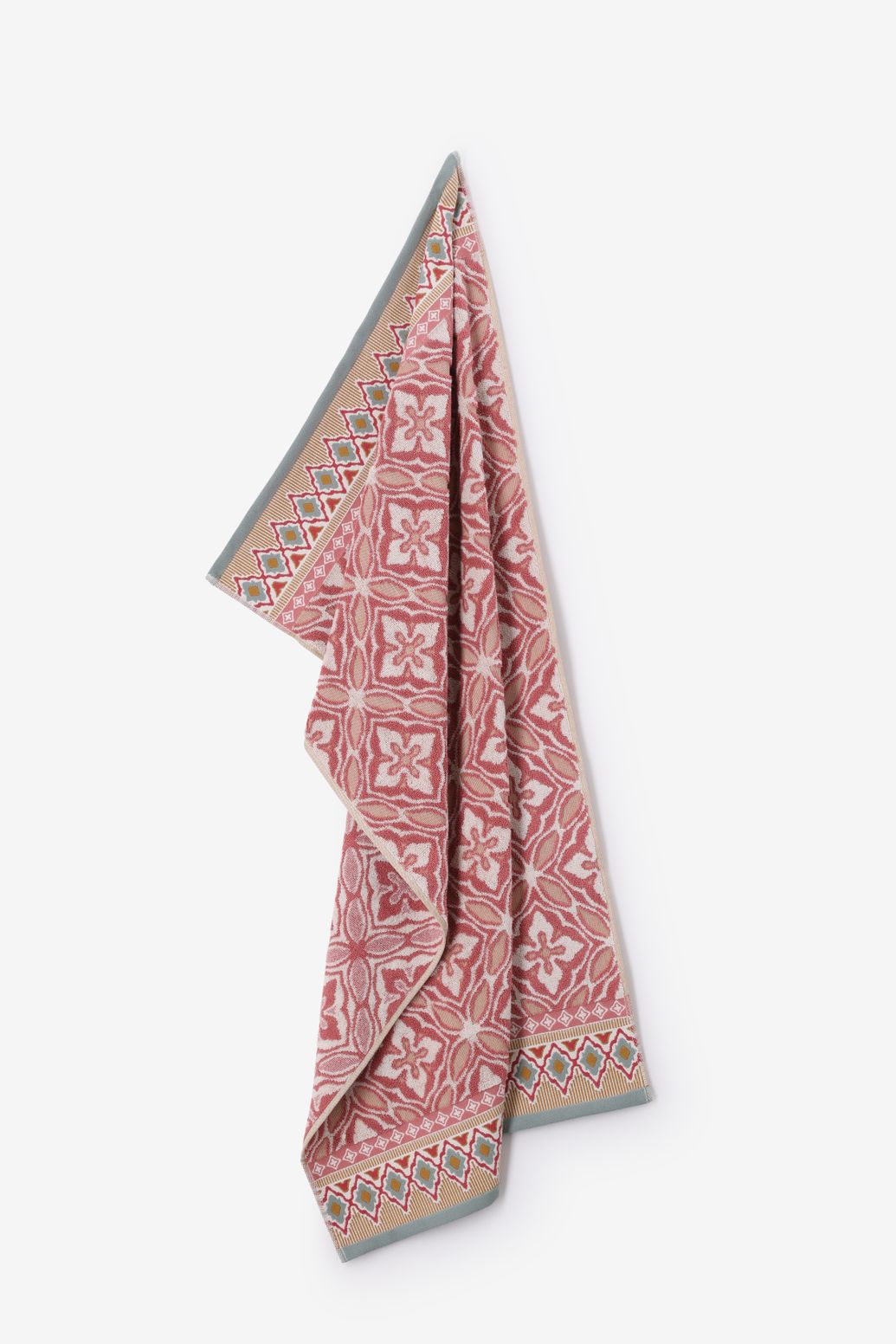 Roze handdoek met tile print large