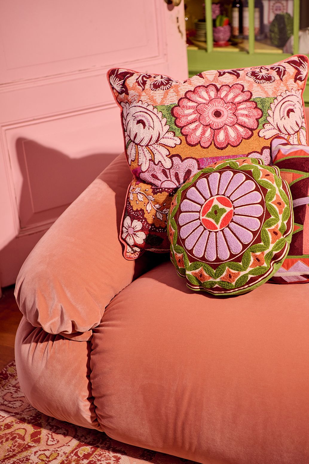 Multicolour kussen met bloemenprint