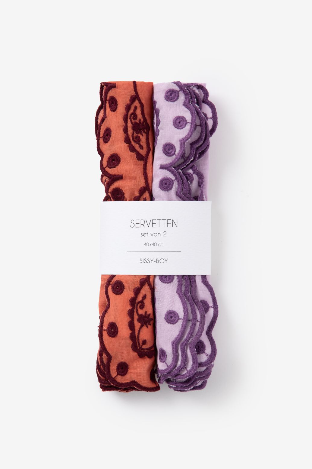 Lot de 2 serviettes avec broderies - multicolore