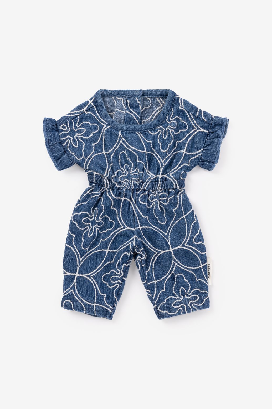 Blauw denim poppenpakje met embroidery