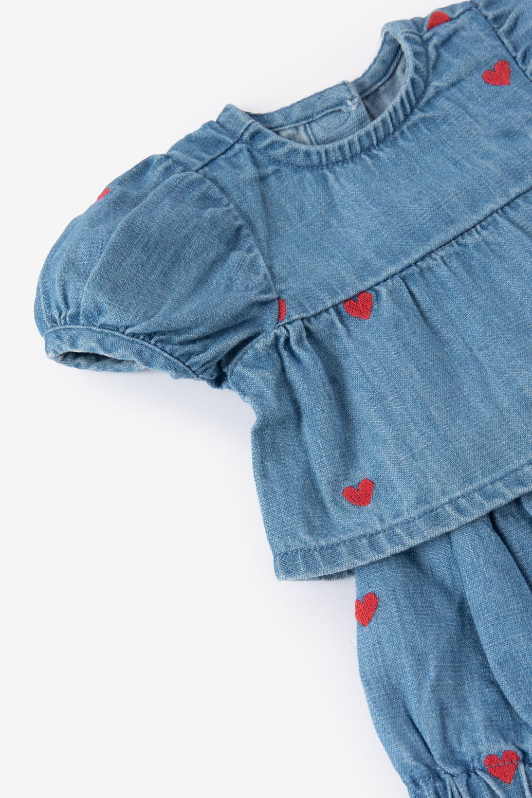 Puppenkleidung Jeans-Set mit Herzstickerei - blau