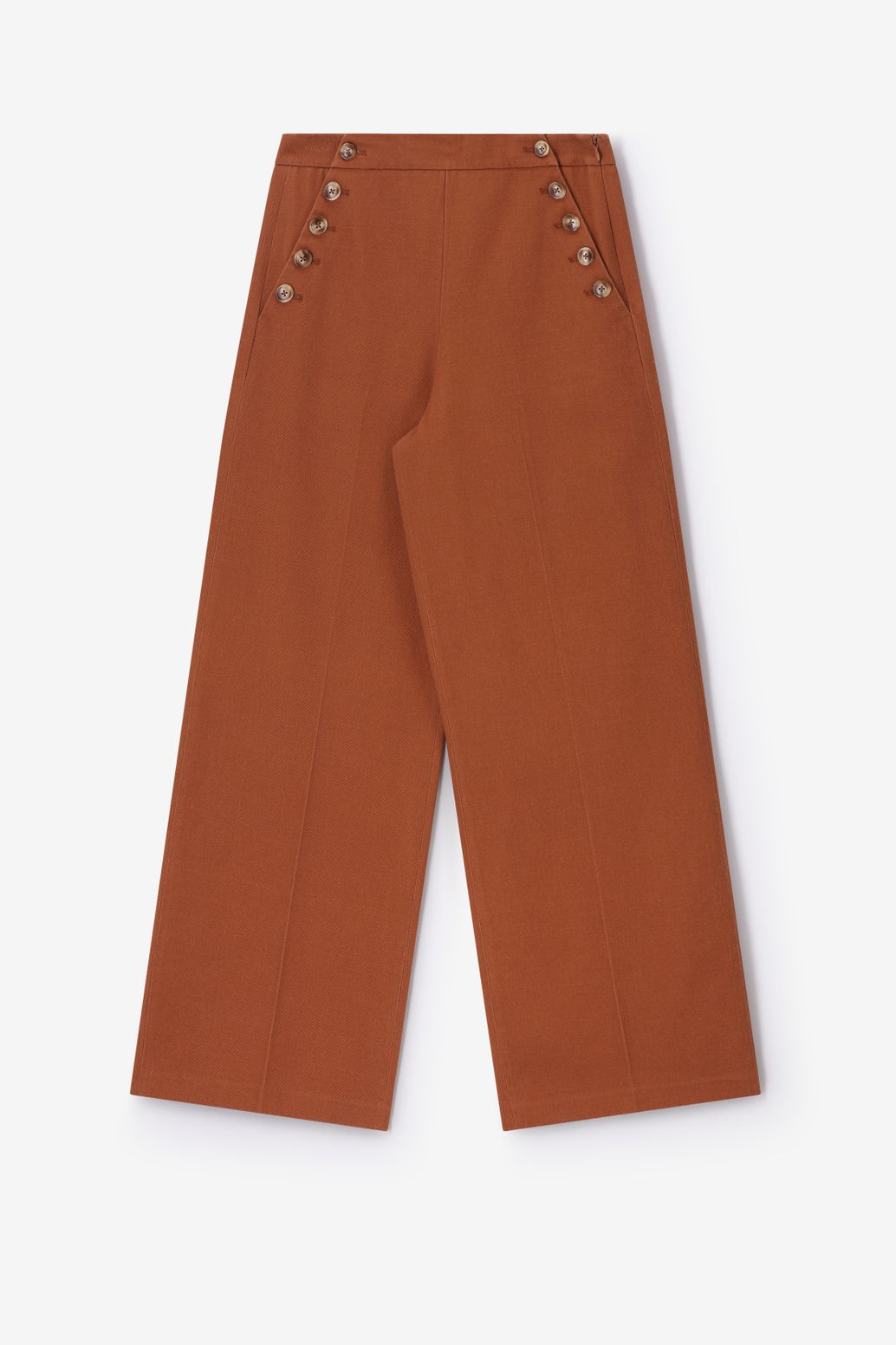 Pantalon taille haute et jambes larges - marron